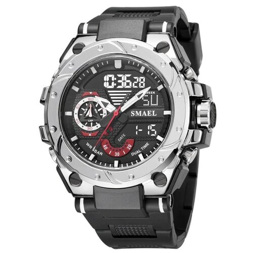 Наручные часы SMAEL, серебряный мужские спортивные часы 2022 года цифровые квадратные светодиодные часы с будильником и хронографом водонепроницаемые ультратонкие черные