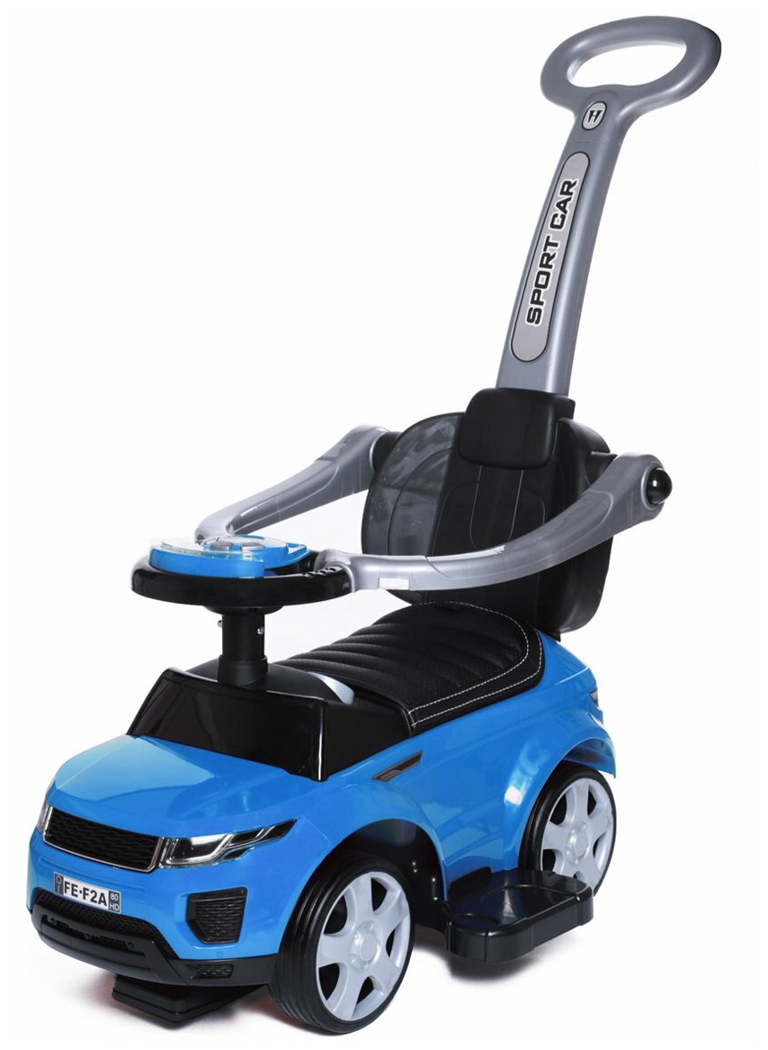 Каталка детская Sport car BabyCare (резиновые колеса, кожаное сиденье), синий 614