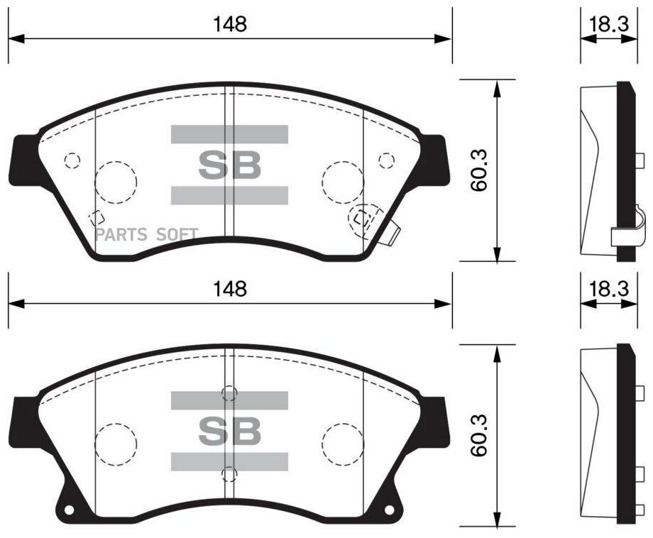 Колодки тормозные передние Sangsin Brake для CHEVROLET Cruze 09- (R16), SP1362, 4 шт