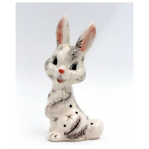 Новогодний веселый кролик Фарфоровая фигурка Арт