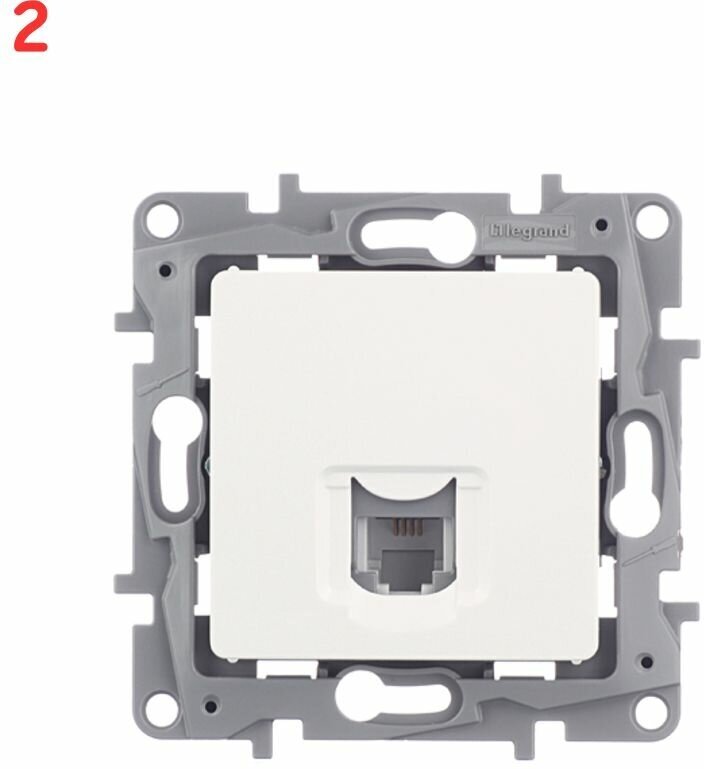 Розетка телефонная Etika 672240 скрытая установка белая один модуль RJ11 (2 шт.)