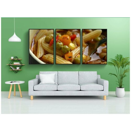 фото Набор модулных постеров для интерьера "суп с лапшой, овощной суп, суп" 60x90 см. в тубусе, без рамки lotsprints