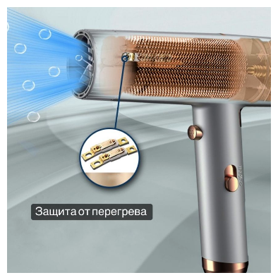 Профессиональный фен с насадкой, SK-2220, 1600 Bт. сушка и укладка волос, 3 температурных режима. серебристый - фотография № 5