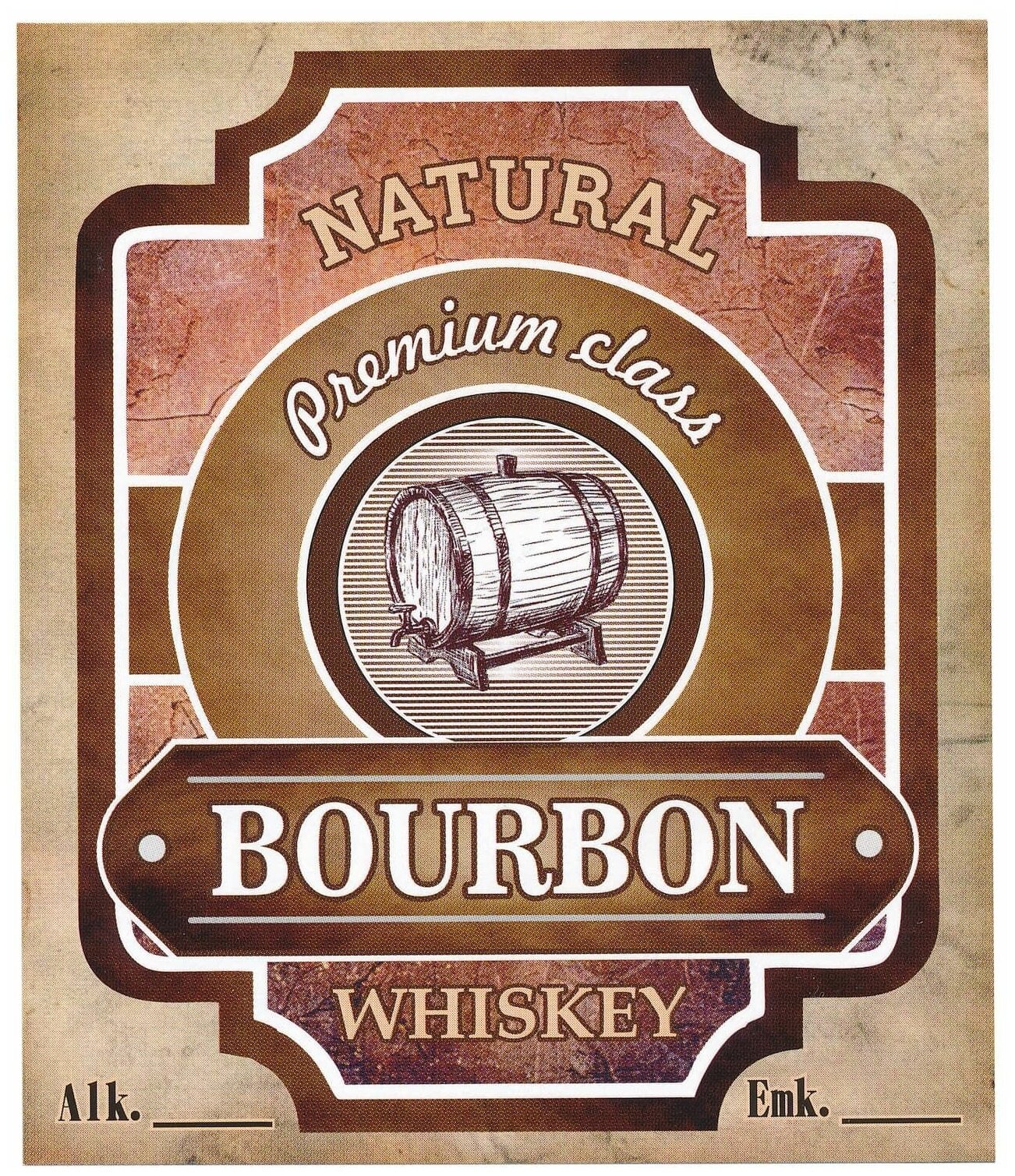 Этикетка для бутылок самоклеящаяся "BOURBON" 85*100 мм, 25 шт.