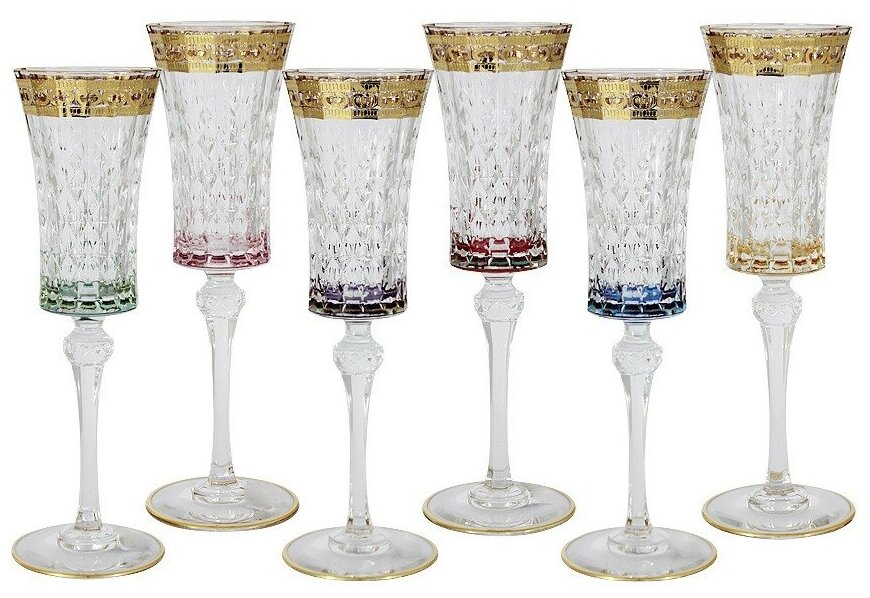 Набор: 6 бокалов для шампанского Цветная Флоренция (Same)