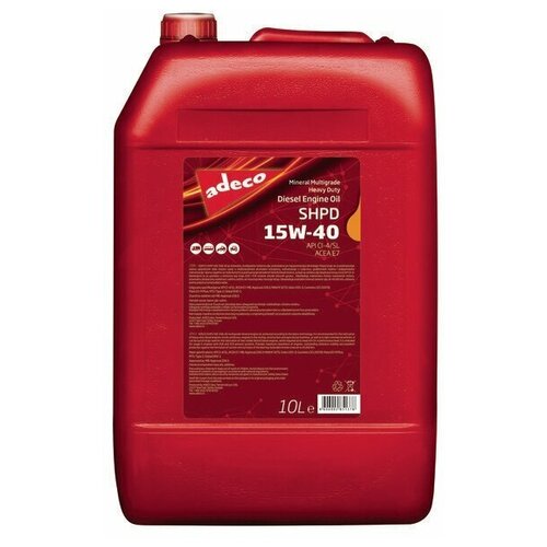 Adeco SHPD Synth 15w40 минеральное 10л (CI-4/SL; E7)