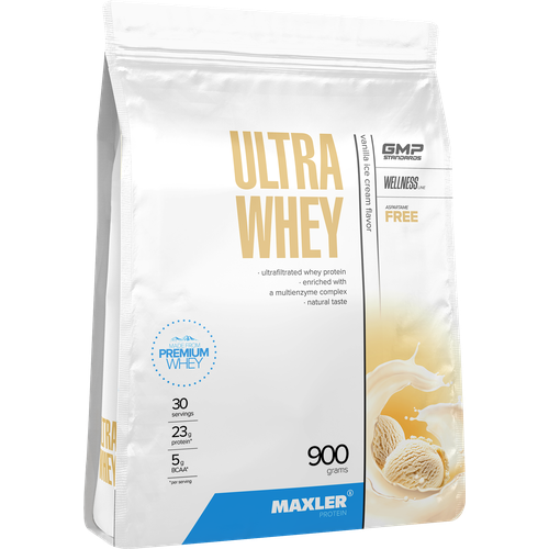 Протеин Maxler Ultra Whey, 900 гр., ванильное мороженое протеин сывороточный культлаб ванильное мороженое 900 г