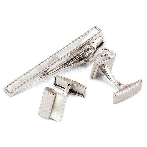 фото Запонки и зажим в подарочной коробке greg 156808/set2, цвет серебряный