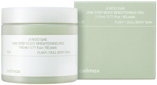 Осветляющие пэды для тела с PHA кислотами и ниацинамидом Celimax Ji Woo Gae One Step Body Brightening Pad, 110 мл (60 шт)