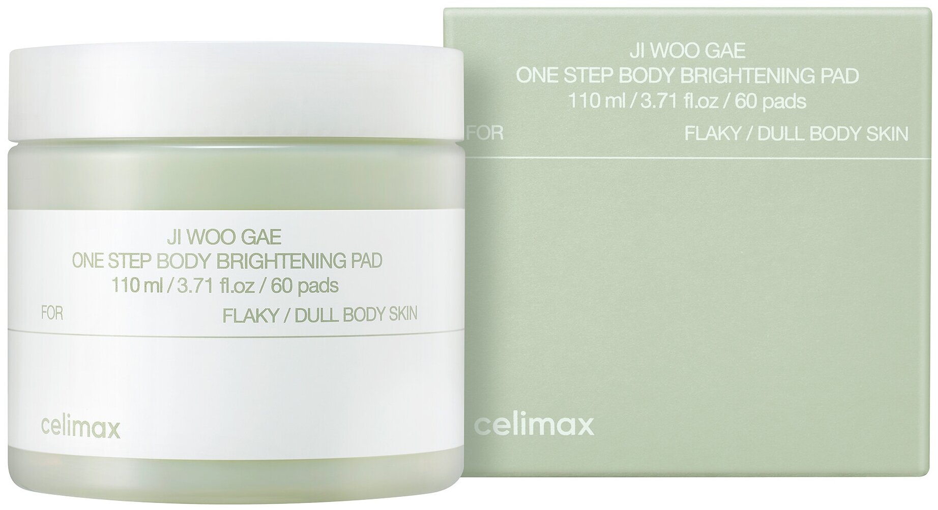 Осветляющие пэды для тела с PHA кислотами и ниацинамидом Celimax Ji Woo Gae One Step Body Brightening Pad, 110 мл (60 шт)