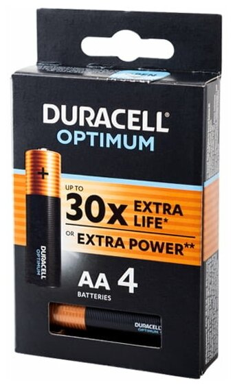 Батарейки Duracell 5014061 Аа Алкалиновые 1,5V 4 Шт. Lr6-4Bl Optimum DURACELL арт. Б0056020 - фотография № 5