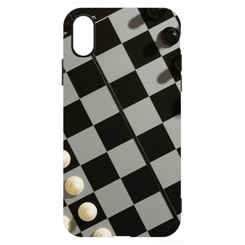 Чехол-накладка Krutoff Soft Case Шахматы для iPhone XR черный чехол накладка krutoff soft case шахматы для iphone x черный