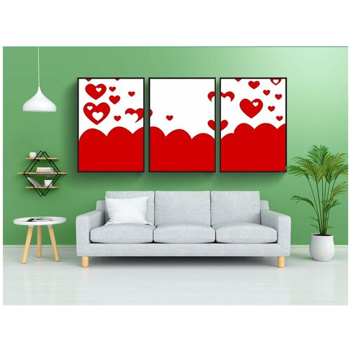фото Набор модулных постеров для интерьера "сердце, форма, задний план" 60x90 см. в тубусе, без рамки lotsprints