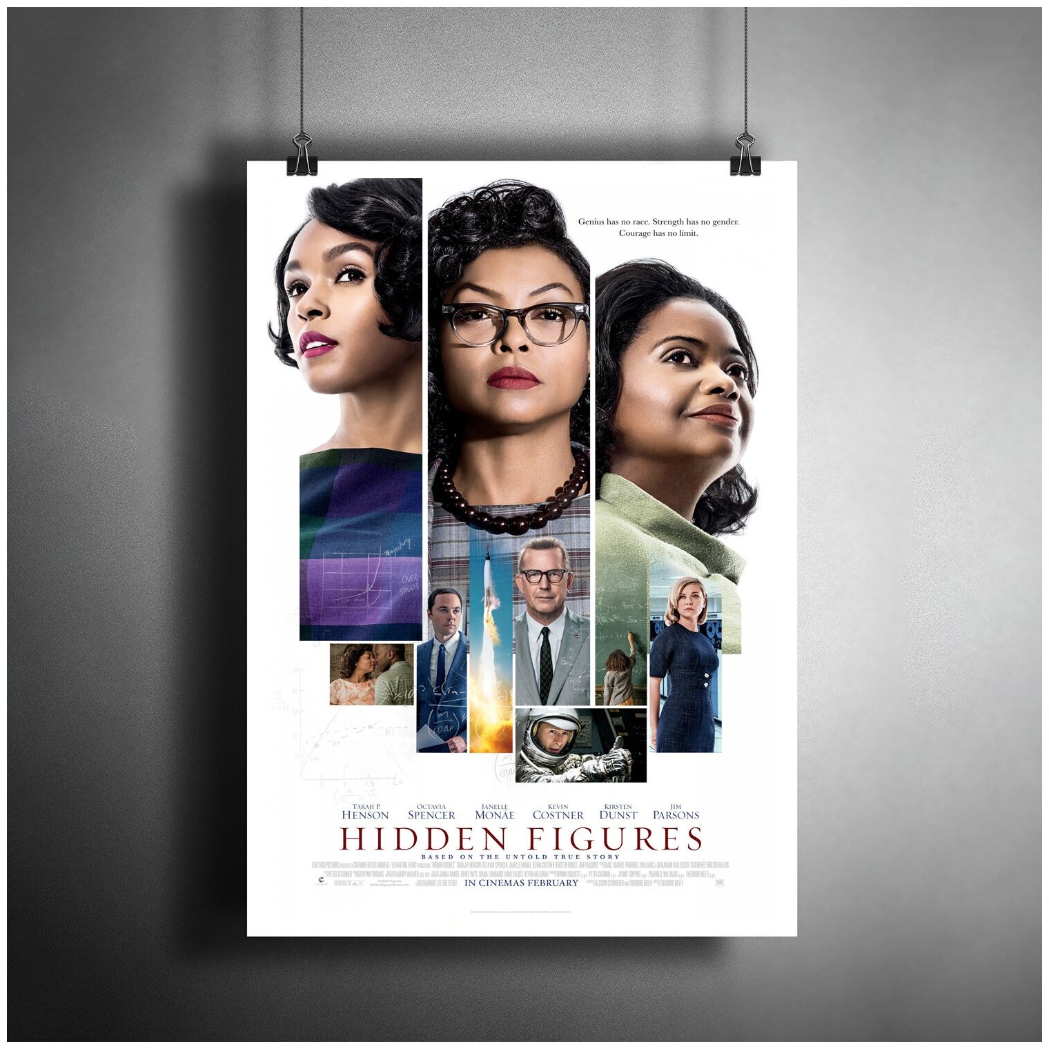 Постер плакат для интерьера "Фильм: Скрытые фигуры. Hidden Figures"/ Декор дома, офиса, комнаты A3 (297 x 420 мм)