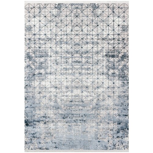 Ковер на пол 1,6 на 2,3 м в спальню, гостиную, серый, синий Poem PM06-Mavi