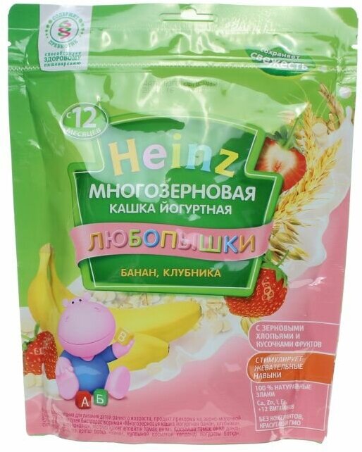 Каша Heinz фруктово-йогуртовая банан-клубника, 200г