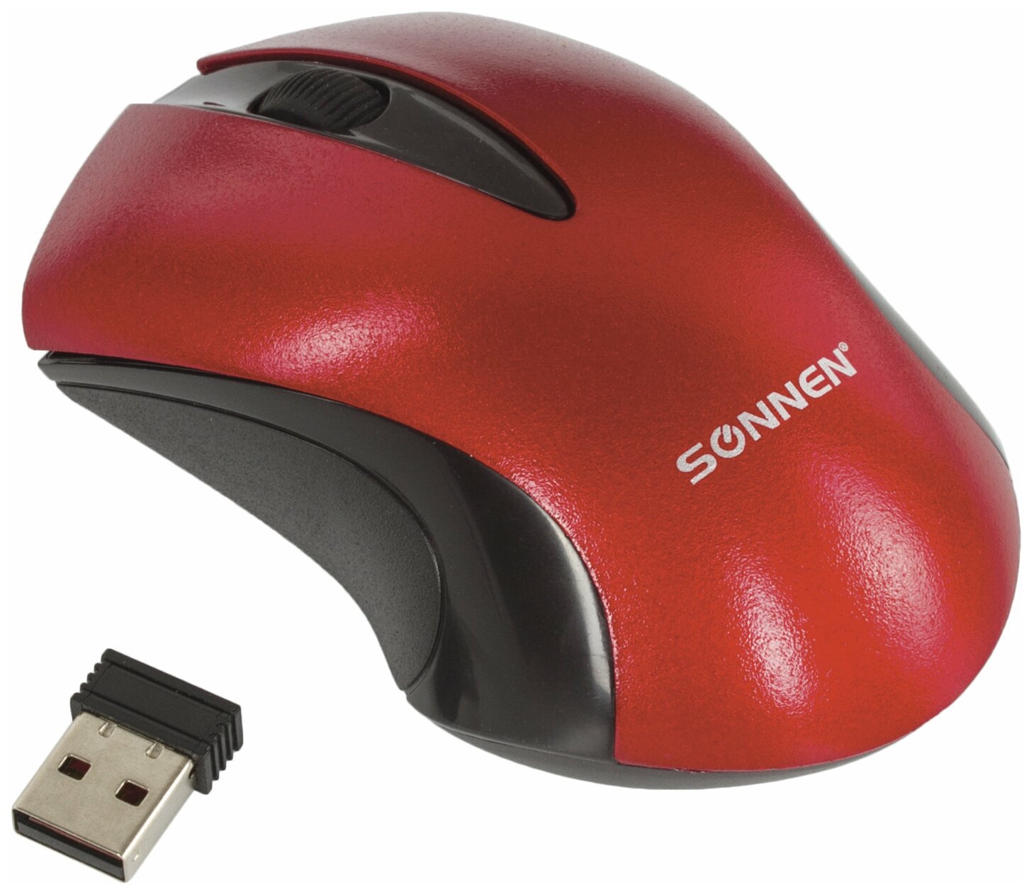 Мышь беспроводная SONNEN M-661R, USB, 1000 dpi, 2 кнопки + 1 колесо-кнопка, оптическая, красная, 512649 - фото №2