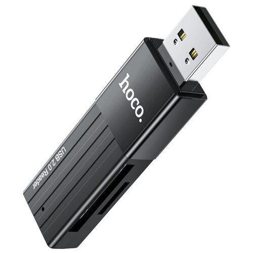 Переходник HOCO HB20 Mindful, USB - TF/SD, черный, (USB 2:0 - 480 Мбит/с)