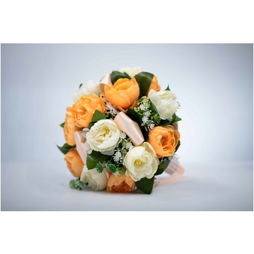 Букет-дублер невесты в айвори-персиковом цвете / Букет невесты для конкурса из искусственных цветов