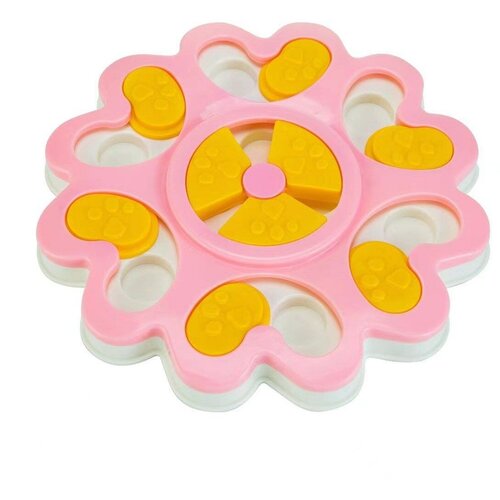 Игрушка-головоломка для медленного поедания для щенков, Bentfores (ф 24 см, белый/розовый/желтый, 34422)