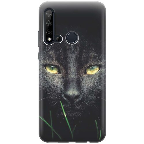 фото Gosso ультратонкий силиконовый чехол-накладка для huawei nova 5i / p20 lite (2019) с принтом "кошка в темноте"