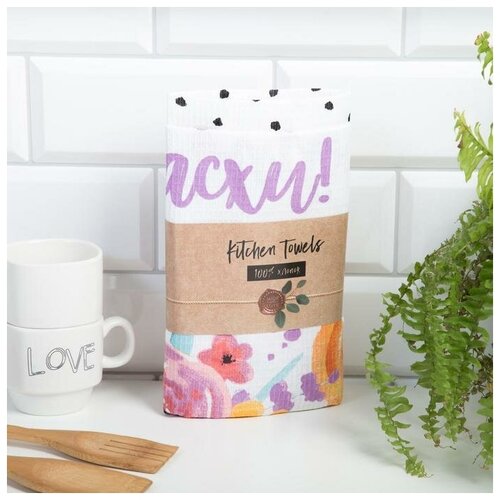 фото Набор полотенец кух. "доляна" пасхальное чудо 35х60см-2 шт, 100% хл, вафля 160 г/м2 5511258