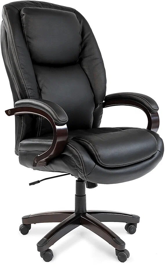 Офисное кресло Chairman 408 кожа+PU черн. 7030084