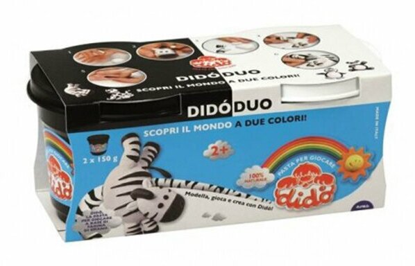 Набор пасты Dido Duo Зоопарк, для лепки, 150 гр, жираф, зебра, картонный дисплей 2 предмета
