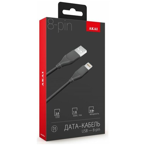 Дата-кабель Akai CE-607B USB-Lightning, черный горящие скидки akai usb – apple lightning black