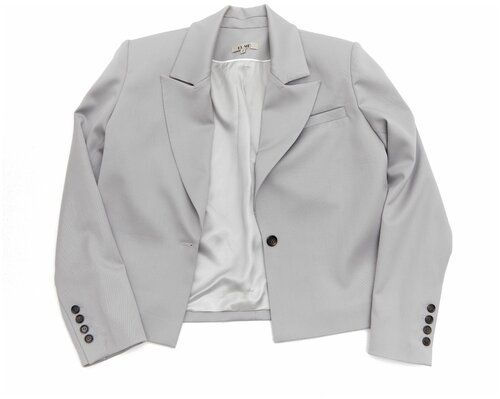 Пиджак El Me, укороченный, силуэт прямой, размер S, серый