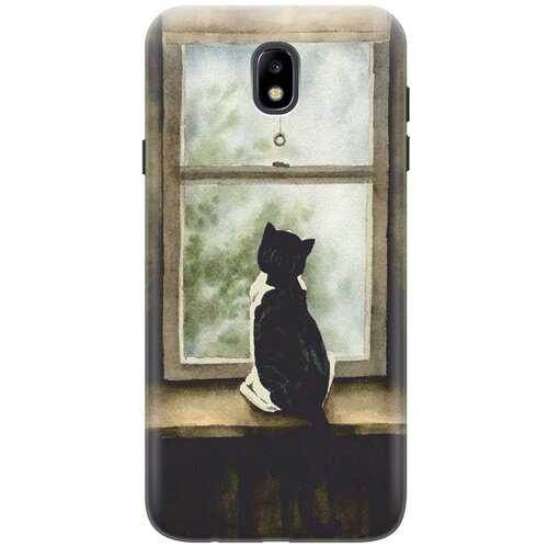 фото Re:paчехол - накладка artcolor для samsung galaxy j7 (2017) с принтом "кот у окна"