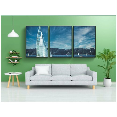 фото Набор модулных постеров для интерьера "яхта, парусная лодка, chiemsee" 60x90 см. в тубусе, без рамки lotsprints
