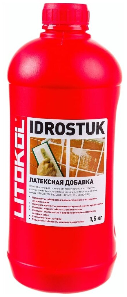 Litokol Idrostuk- м -латексная добавка для затирок 1,5kg can 112020003 . - фотография № 2