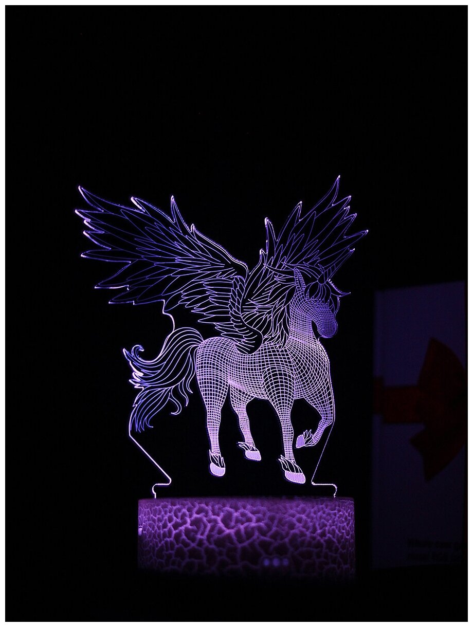 Светодиодный ночник PALMEXX 3D светильник LED RGB 7 цветов (пегас)