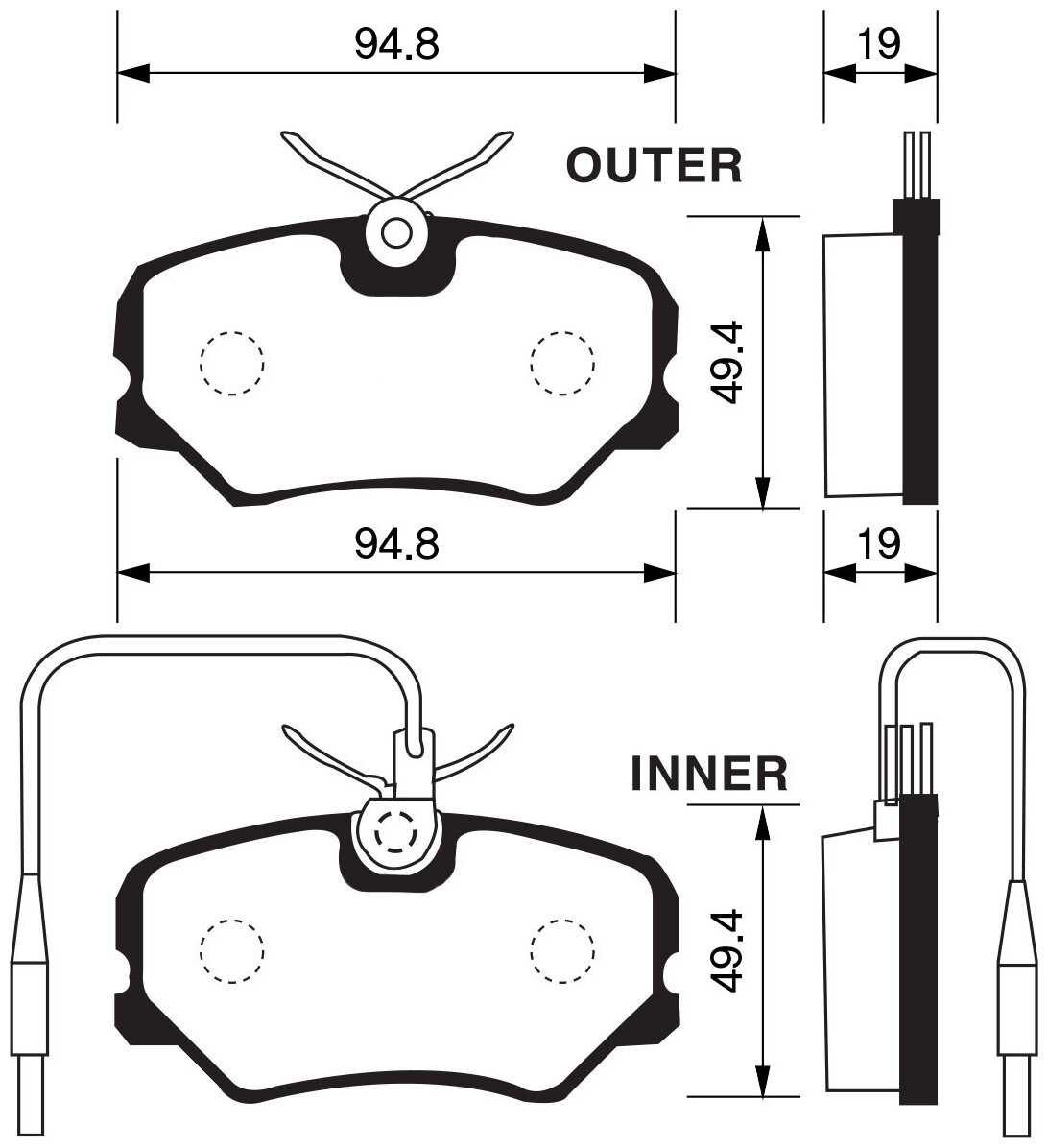 Дисковые тормозные колодки передние SANGSIN BRAKE SP1180 (4 шт.)