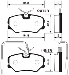 Дисковые тормозные колодки передние SANGSIN BRAKE SP1180 для Peugeot 405 (4 шт.)