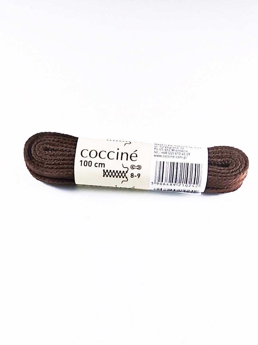 Шнурки хлопковые плоские Coccine, коричневый, 7 мм, 100 см