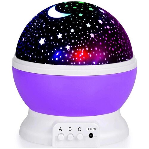 Ночник-проектор звездного неба Мечта (фиолетовый шар) с USB-кабелем