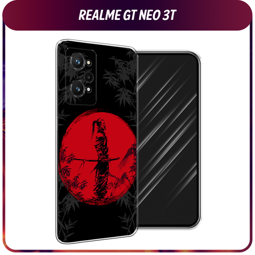 Силиконовый чехол на Realme GT Neo 3T/GT Neo 2 / Реалми GT Neo 3T Самурай на красном фоне силиконовый чехол на realme gt neo 3t реалми gt нео 3t фон соты красные