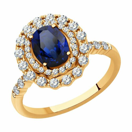 Кольцо SOKOLOV, красное золото, 585 проба, размер 18 золотое кольцо с бриллиантами лазуритом сапфиром