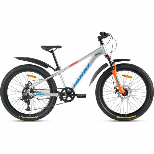 Велосипед горный HORH ROHAN RMD 24 (2024), хардтейл, детский, для мальчиков, алюминиевая рама, 7 скоростей, дисковые механические тормоза, цвет Grey-Blue-Orange, серый/синий/оранжевый цвет, размер рамы 12, для роста 130-145 см велосипед horh kayo 24rd8d 24 2023 green