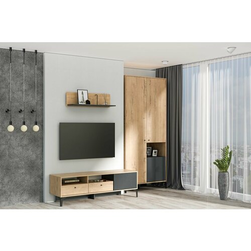 Комплект мебели для гостиной Лион МС композиция 6 Антрацит Дуб Бунратти 24100₽