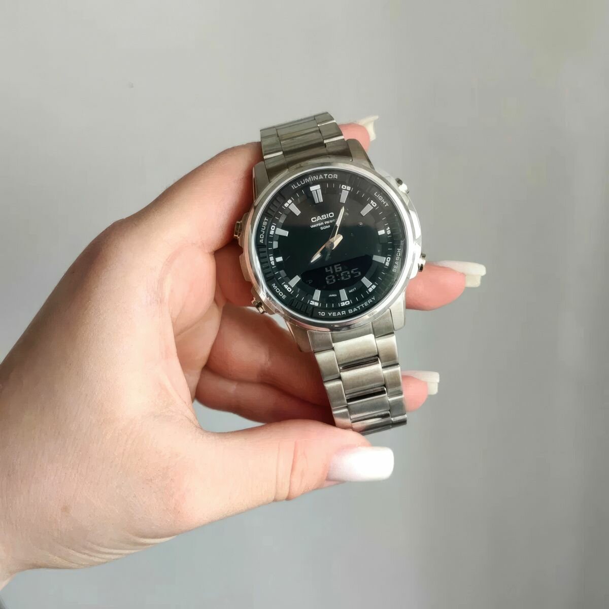 Наручные часы CASIO, серебряный, черный — фото 1