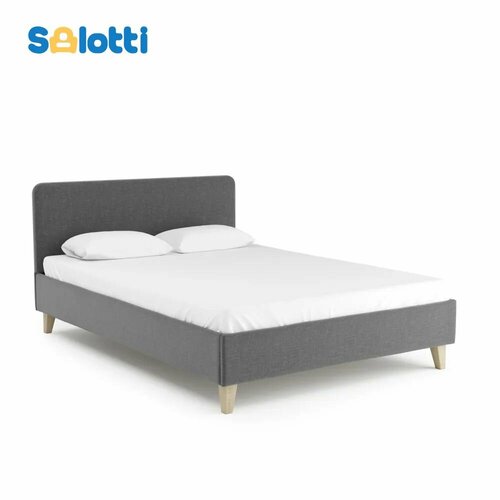 Кровать 90х200 односпальная с кроватным основанием Salotti сканди 90 рогожка Шифт тёмно-синий