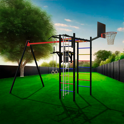 Уличный спортивно-игровой комплекс Sv Sport У3041К (ступени Разноцветные / Подвесы для качелей на втулке 1 комп.)