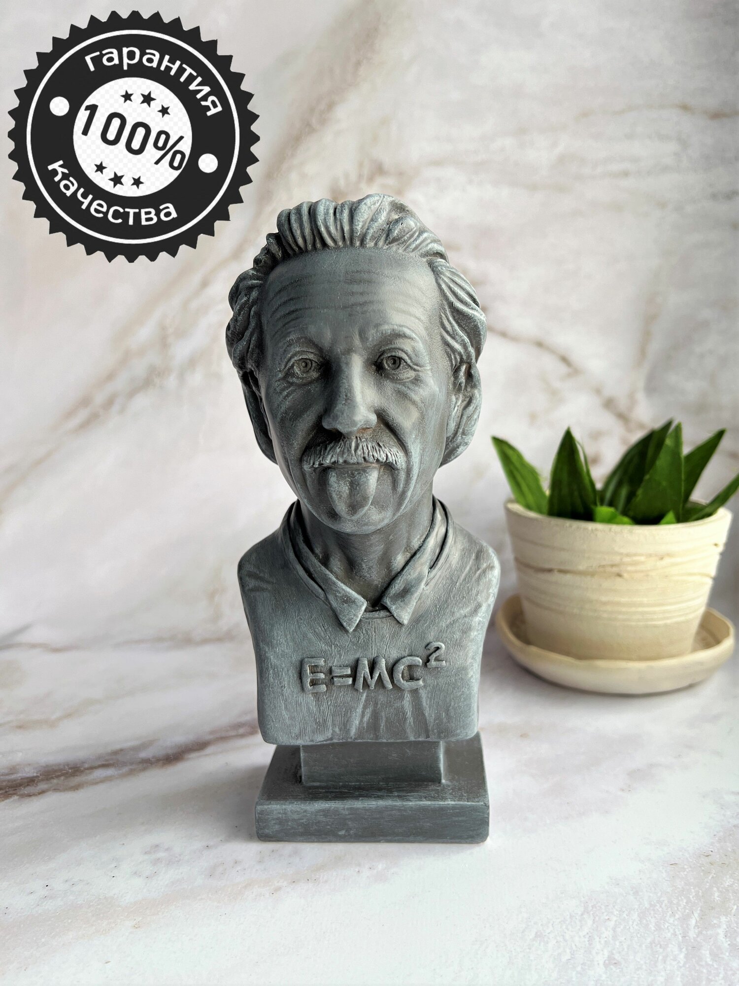 фото Статуэтка бюст Эйнштейн черный. Гипс. Высота 18 см.