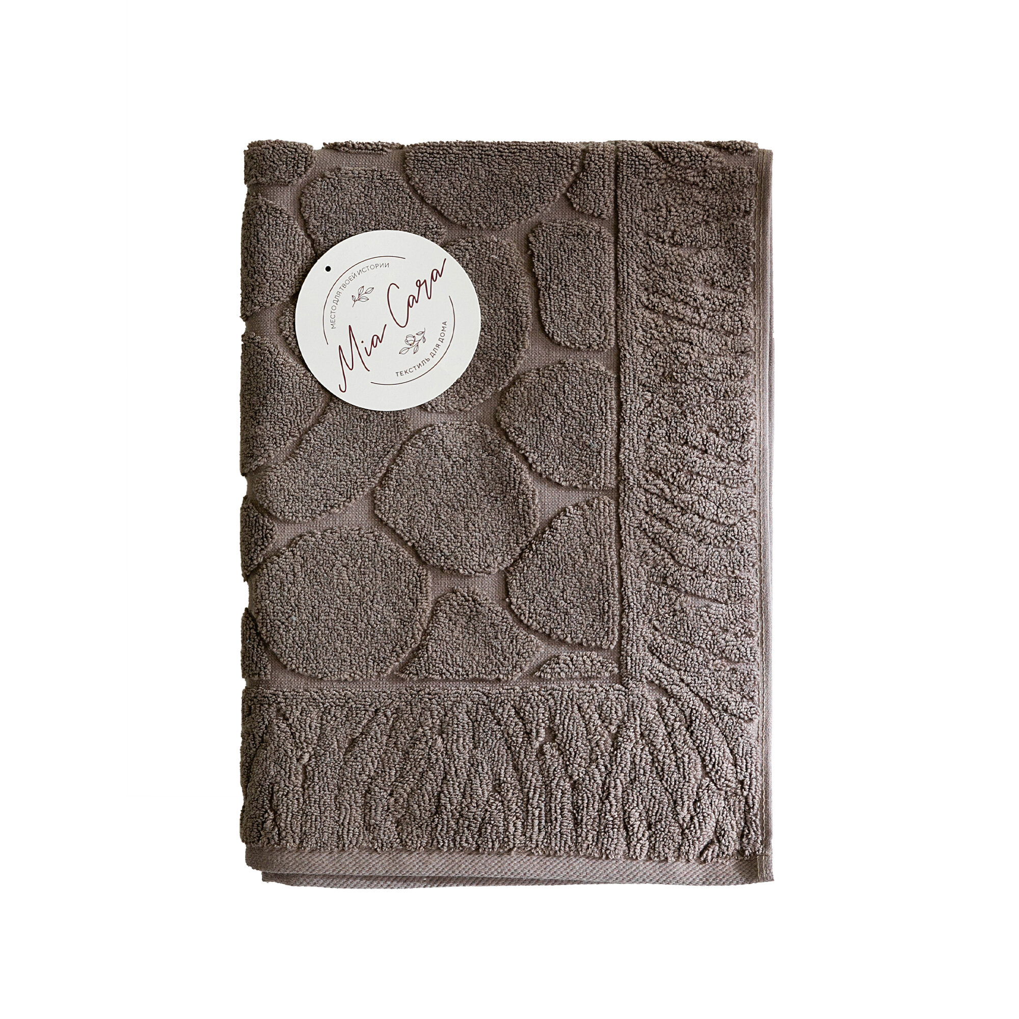 Полотенце махровое для ног 50х70 (коврик) "Mia Cara" Листья коричневый - фотография № 5