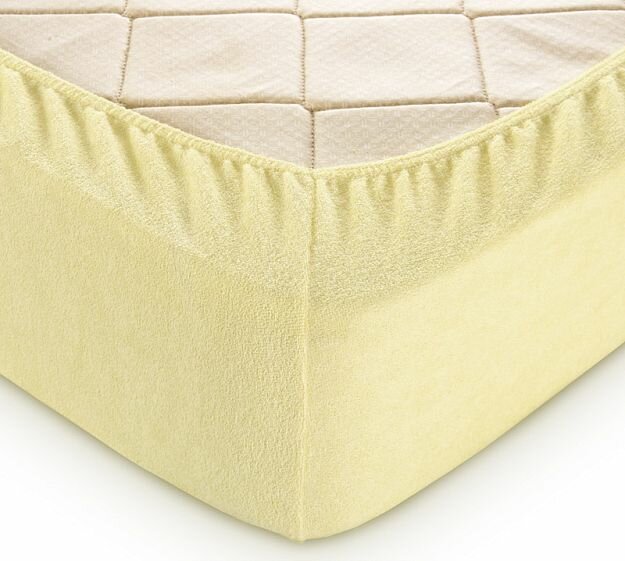 Простыня на резинке, Желтый, 90х200х30, махровая