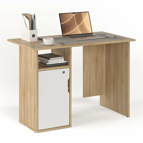 Стол письменный БАНГА-61 левый дуб сонома-белый