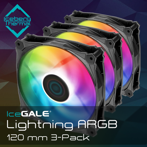 Вентиляторы для корпуса Iceberg Thermal IceGALE 120 Lightning A-RGB 3 шт. G12LT-B3A